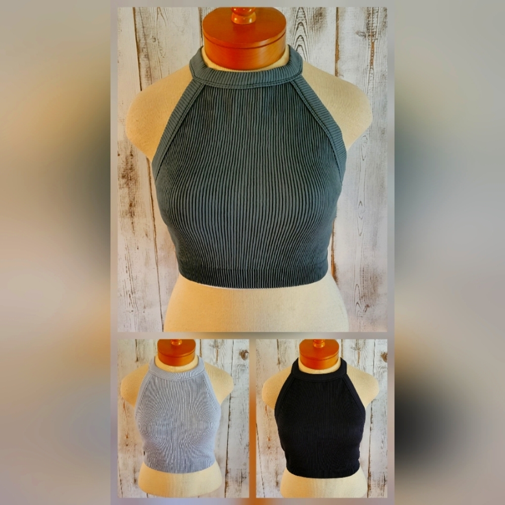 Three (3) Cropped & Ribbed Tank Tops